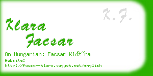 klara facsar business card